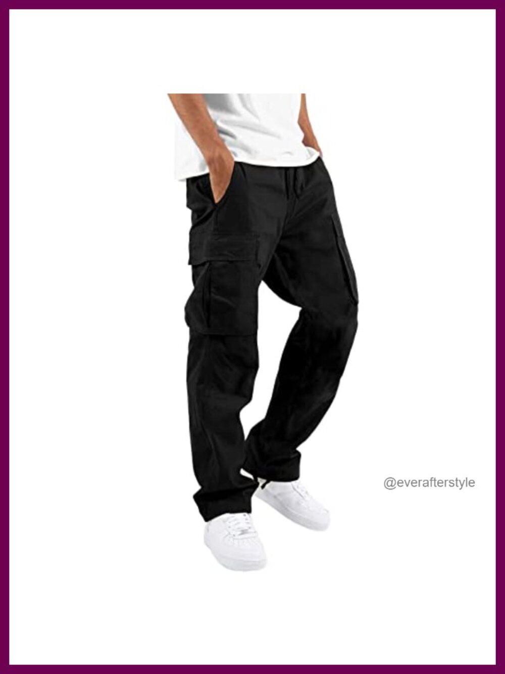 Mens Cargo Jogger Sweatpants Cotton Spandex Drawstring 6 Pocket